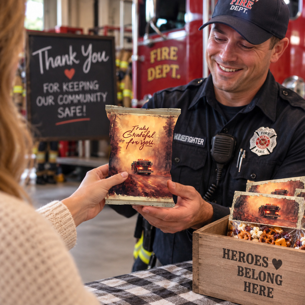 Firefighter Appreciation Hidden Treasures Wrapper | Printable Fire Department Thank You Gift | First Responder Treat Wrapper