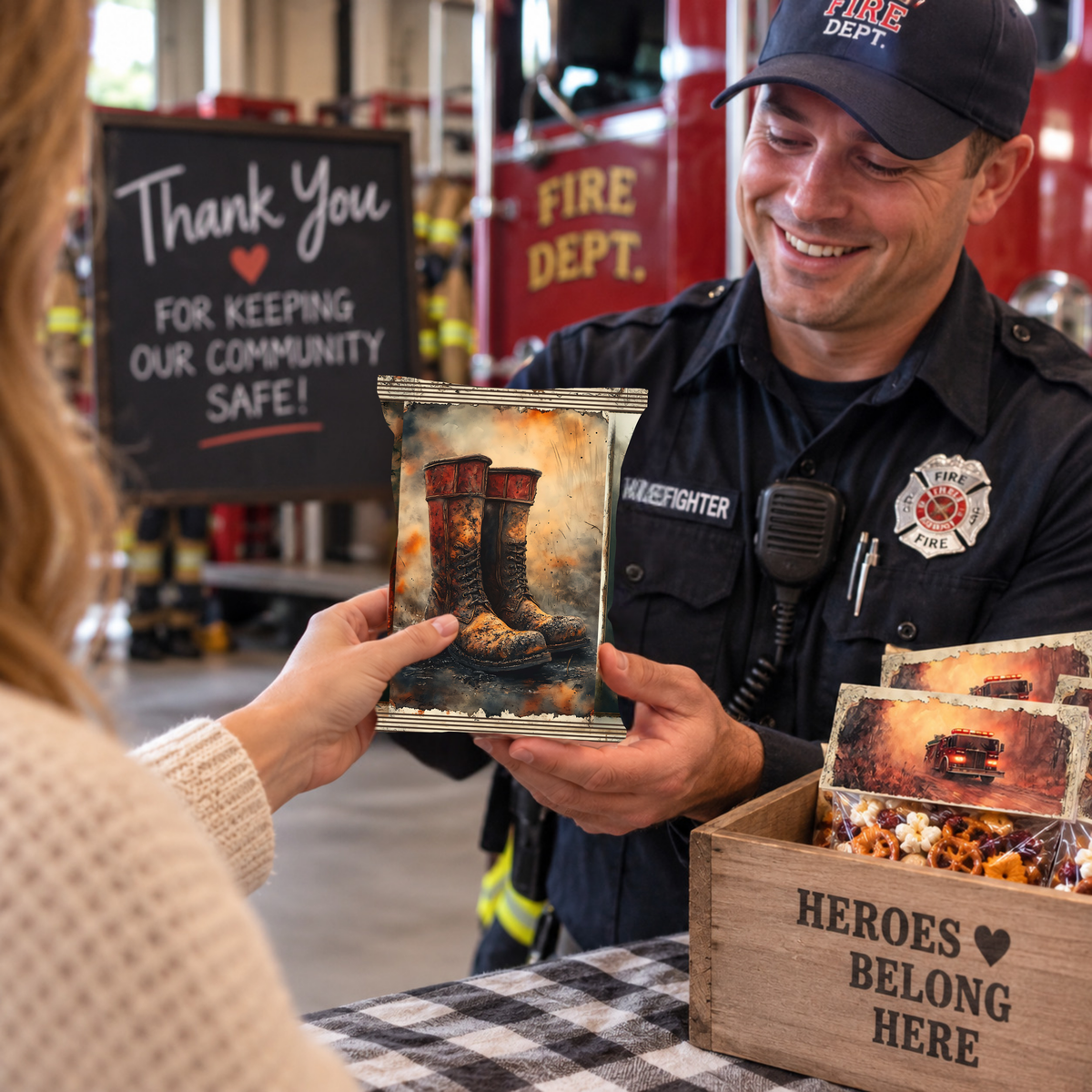 Firefighter Boots Appreciation Treat Wrapper | Printable Firefighter Thank You Gift | First Responder Hidden Treasures