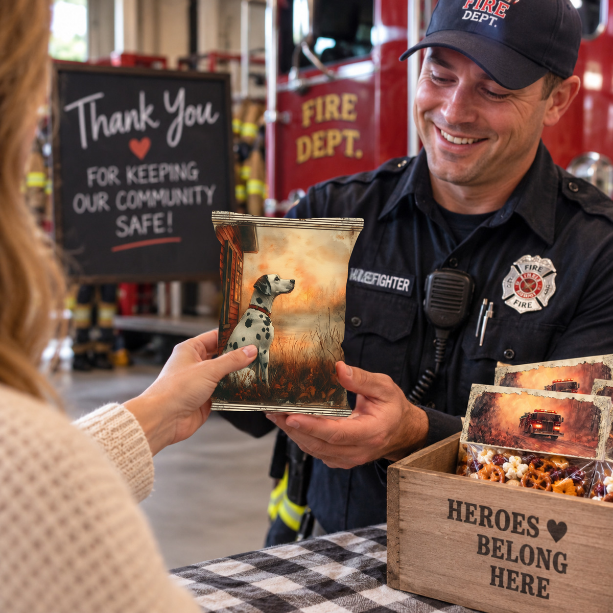 Dalmatian Firefighter Appreciation Treat Wrapper | Printable Firehouse Thank You Gift | First Responder Hidden Treasures