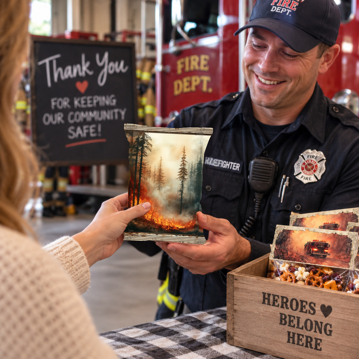 Wildfire Firefighter Appreciation Treat Wrapper | Printable Firefighter Thank You Gift | First Responder Hidden Treasures