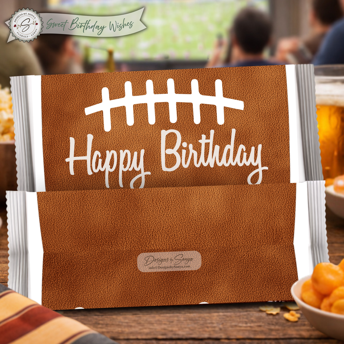 Football Birthday Candy Bar Wrapper Printable | 1.55 oz Chocolate Bar