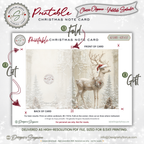 Winter Deer Christmas Note Card, Printable Holiday Greeting, Woodland Yuletide Design, A2 (4.25"x5.5") Folded Card, Elegant Christmas Art Stationery