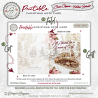 Vintage Christmas Train Printable Card • A2 (4.25" x 5.5") Folded Holiday Greeting Note Card • Railway Steam Engine Art • Winter Stationery