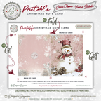 Vintage Snowman Christmas Printable Card • A2 (4.25" x 5.5") Folded Holiday Greeting Note Card • Winter Snowflake Art • Christmas Stationery