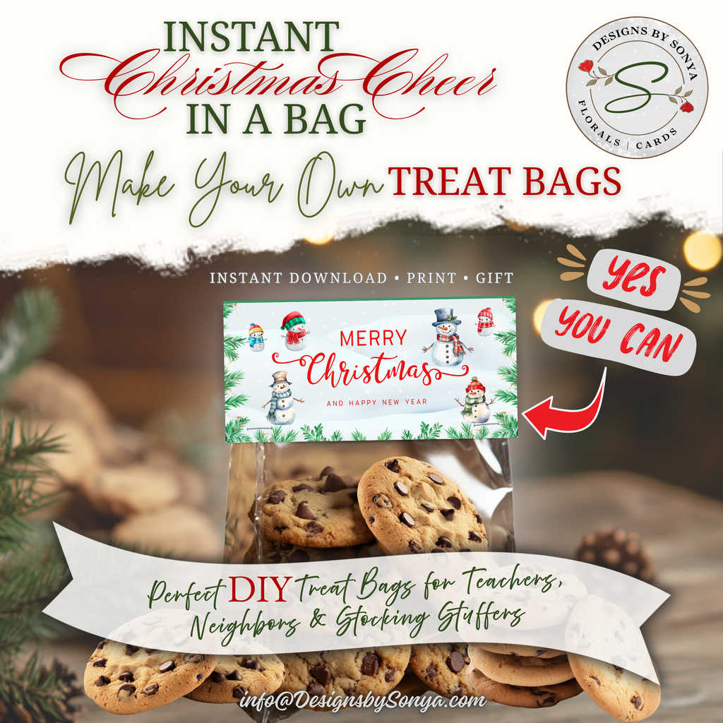DIY Cookie Treat Bag Topper
Topper shown on a bag of cookies, illustrating easy gifting for teachers, staff, and classroom parties; perfect for cookie swaps and bake sales.