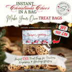 DIY Cookie Gift Bags
Cookies packaged with printable topper; styled photo highlights topper use for teachers, neighbors, or stocking stuffers with DIY holiday callouts.