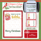 Two Per Page Layout

PDF preview showing two 5x7 Holiday Cheer gift card holders per 8.5x11 sheet with cut lines. Red mug illustration and “Merry Christmas” greeting. Affordable DIY Christmas gift presentation.