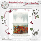 Engine 37 Snowy Firetruck Christmas Card Printable | A2 Holiday Card | Honor the Heroes Collection | Firefighter Greeting Card
