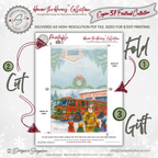Engine 37 Firetruck Christmas Card Printable | A2 Holiday Card | Honor the Heroes Collection | Fire Station Santa Greeting Card | Envelope Liner
