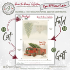 Engine 37 Printable Firetruck Christmas Card • Holiday Thank You Greeting • Festive Wreath Scene • First Responder Appreciation • A2 (5.5"x4.25") • Instant Download DIY