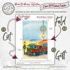 Engine 37 Printable Firetruck Christmas Card • Festive Firehouse Holiday Greeting • A2 (5.5"x4.25") • Garland-Wrapped Truck Scene • Instant Download DIY