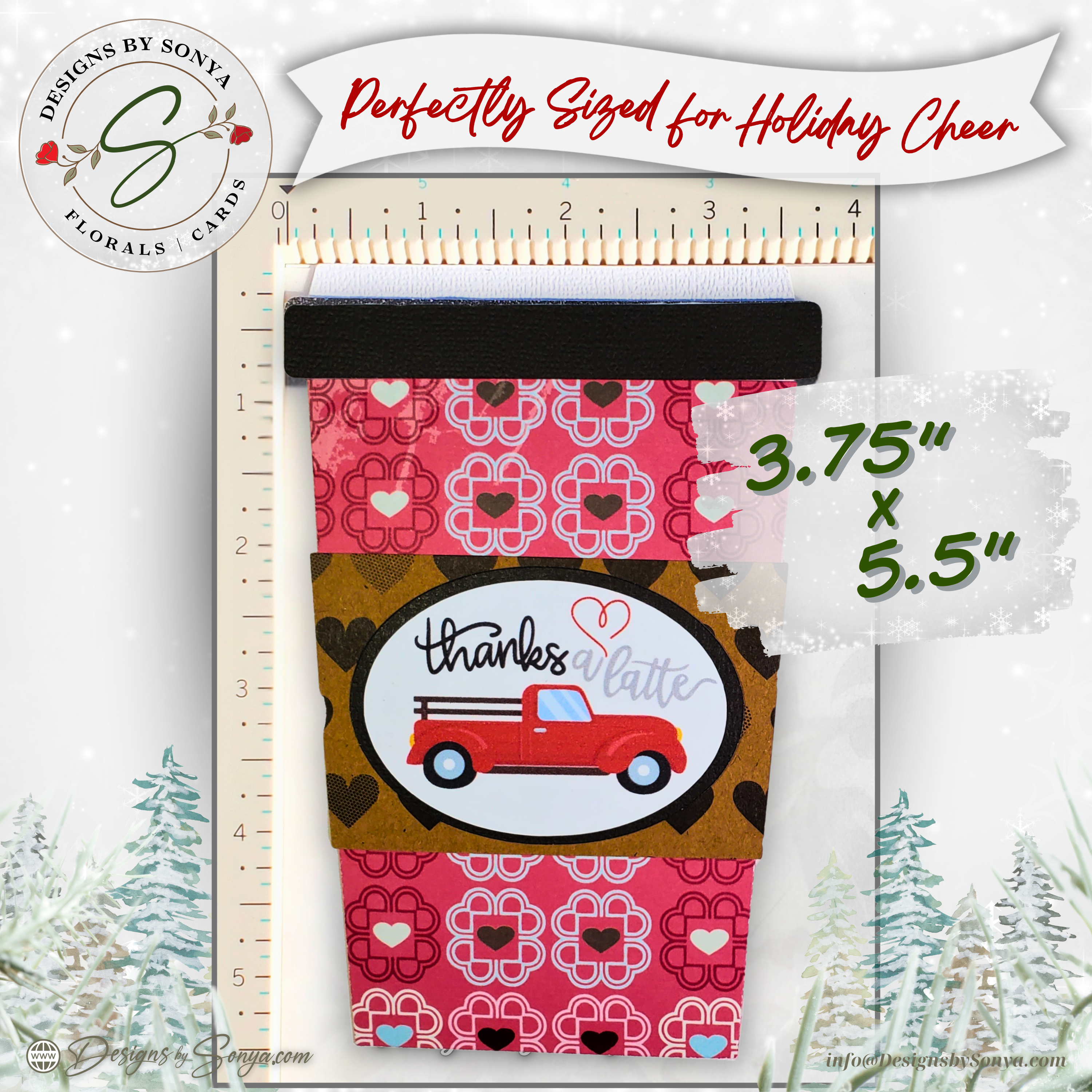 Valentine’s Day Latte Gift Card Holder – Thanks a Latte Coffee Cup Gift Card Sleeve with Pull-Out Insert – Teacher Friend Valentine Gift