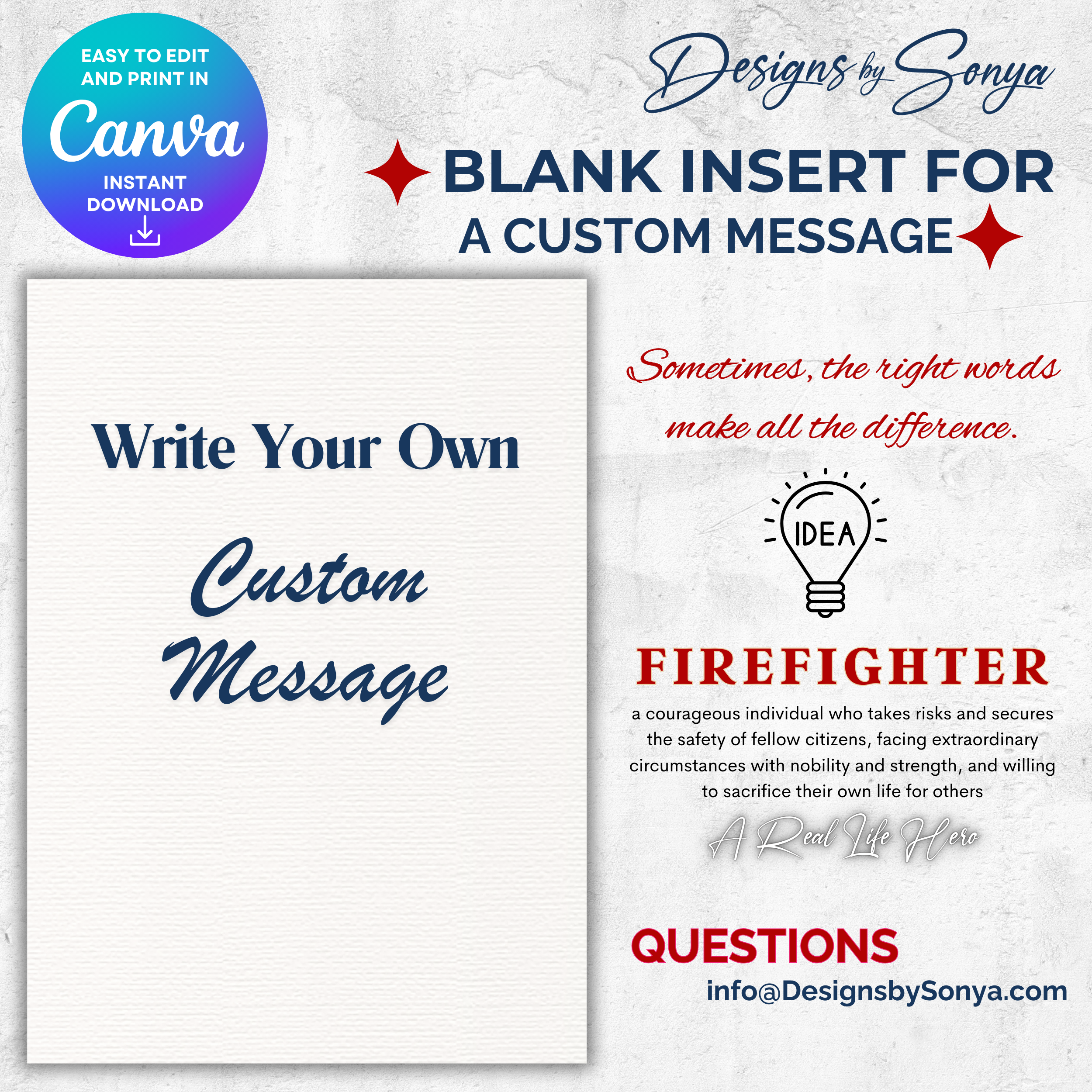 Blank Insert
Editable blank card insert template for writing or typing a personalized message in Canva.