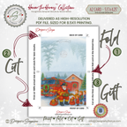 Fireman Santa Printable Christmas Card • A2 (5.5”x4.25”) • Watercolor Firetruck Scene with Kids, Gifts & Holiday Cheer