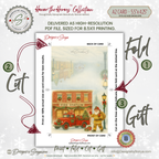 Printable Fireman Santa Christmas Card, Firefighter Holiday Greeting, A2 (5.5”x4.25”), First Responder Gift, Vintage Fire Station Scene