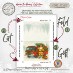 Printable Fireman Santa Christmas Card, Firefighter Holiday Greeting, A2 (5.5”x4.25”), First Responder Gift, Watercolor Fire Truck Scene