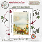 Printable Firefighter Christmas Card | Fireman Santa & Child | Vintage Firetruck Holiday Greeting Card | First Responder Christmas Printable