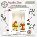 Printable Firefighter Santa Christmas Card, A2 (5.5”x4.25”), Fireman Holiday Greeting, First Responder Gift, Watercolor Art, Mailbox Scene