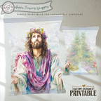 Floral Crown Jesus Printable Chip Bag Wrapper – Christian Easter Treat Bag, Faith Gift Favor, Religious Party Snack Wrapper