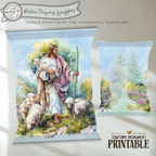 Good Shepherd Printable Chip Bag Wrapper – Christian Easter Treat Bag, Jesus with Lamb – Christian Church Party Favor,  Faith Gift