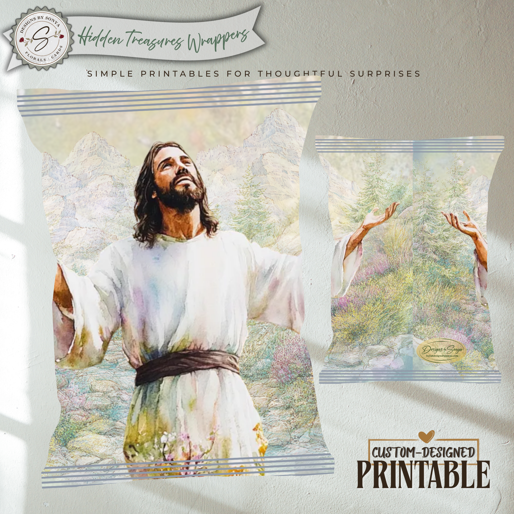 Risen Jesus Printable Chip Bag Wrapper – Christian Easter Basket Treat, Faith Gift Party Favor, Religious Snack Wrap