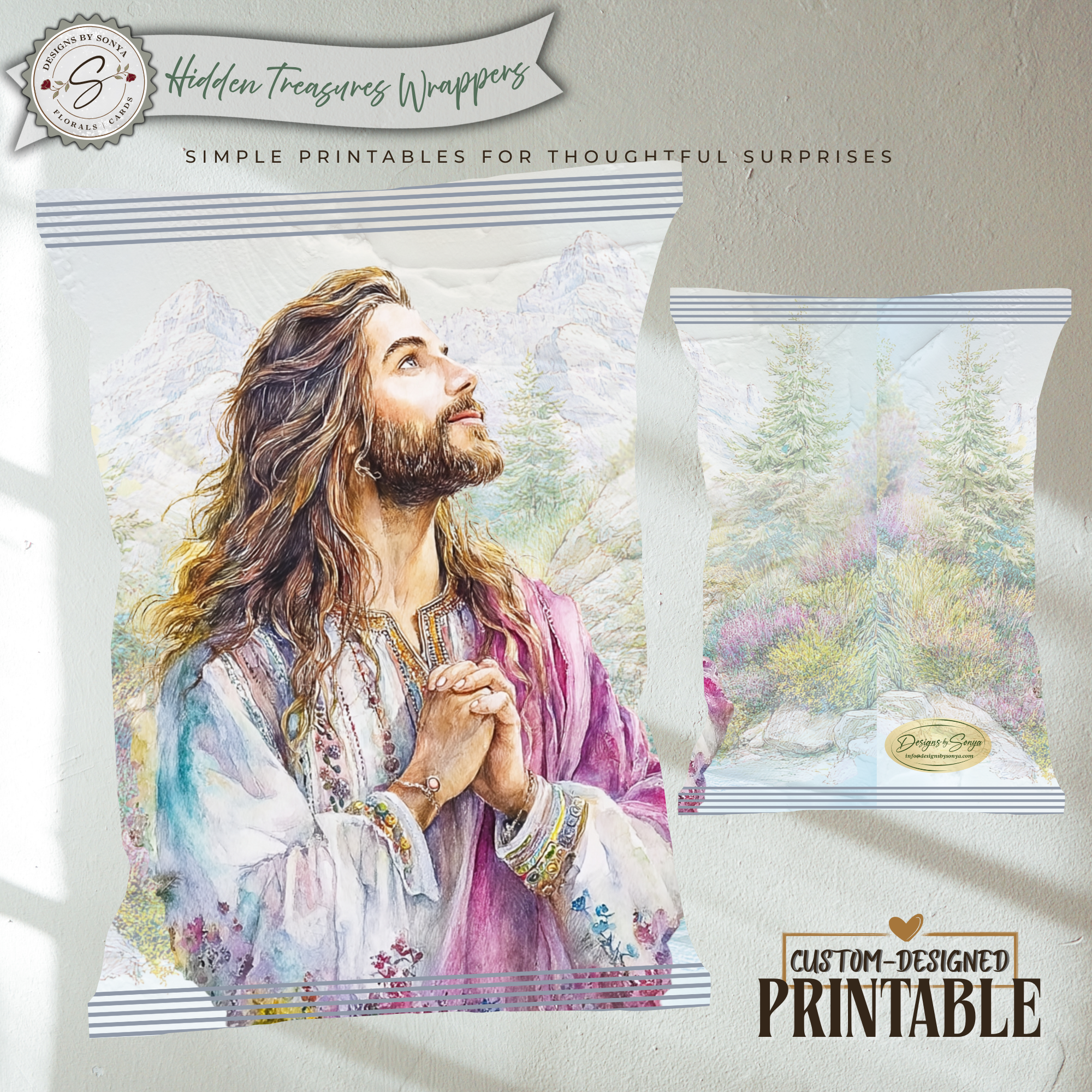 Jesus Prayer Printable Chip Bag Wrapper – Christian Easter Basket Treat, Faith Gift Party Favor, Religious Snack Wrap