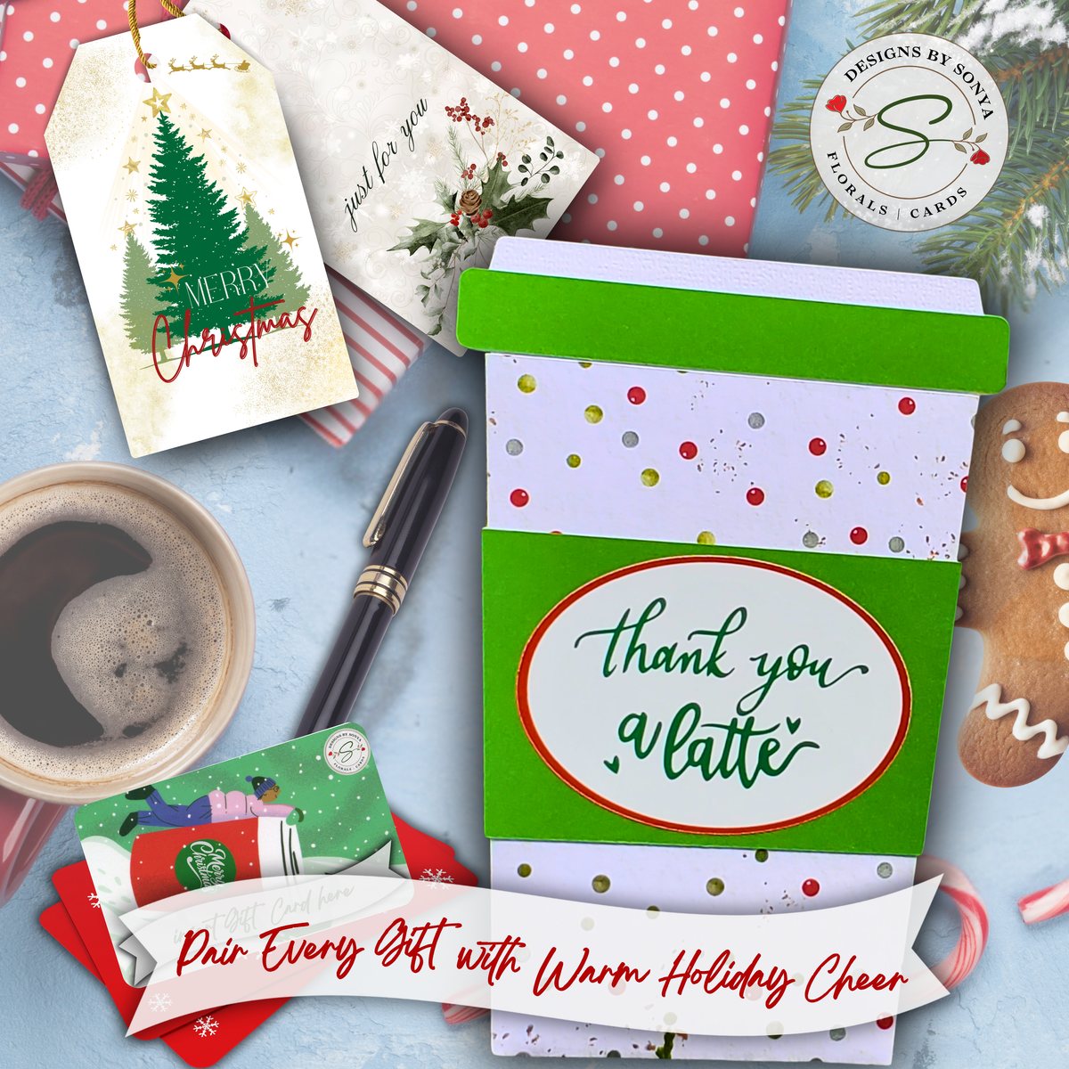 Thank You a Latte Coffee Gift Card Holder, Handmade Coffee Lover Gift Card | Limited Edition
