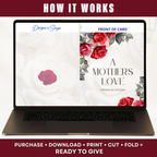 Printable Birthday Card for Mom | Elegant Red Rose Floral Greeting Card | A Mother's Love | A7 5x7 PDF
