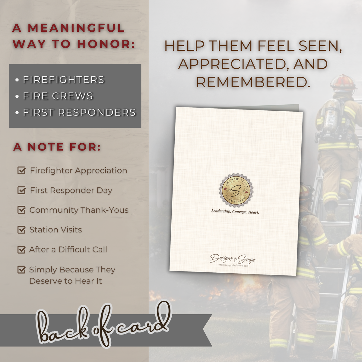 Printable Firefighter Appreciation Card | A2 First Responder Thank You Card | Fire Department & Fire Crew Card