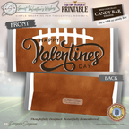 Football Valentine Candy Bar Wrapper Printable – Happy Valentine’s Day Chocolate Wrapper for 1.55 oz Candy Bars – Classroom Party Favor Treat