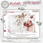 Floral Gift Box Christmas Printable Card • A2 (4.25" x 5.5") Folded Holiday Greeting Note Card • Winter Rose Bouquet Design • Christmas Stationery