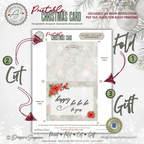 Printable Christmas Card • Watercolor Poinsettias with Cardinal • Happy Ho Ho Ho to You • A2 Holiday Note Card • Winter Floral Holiday Stationery