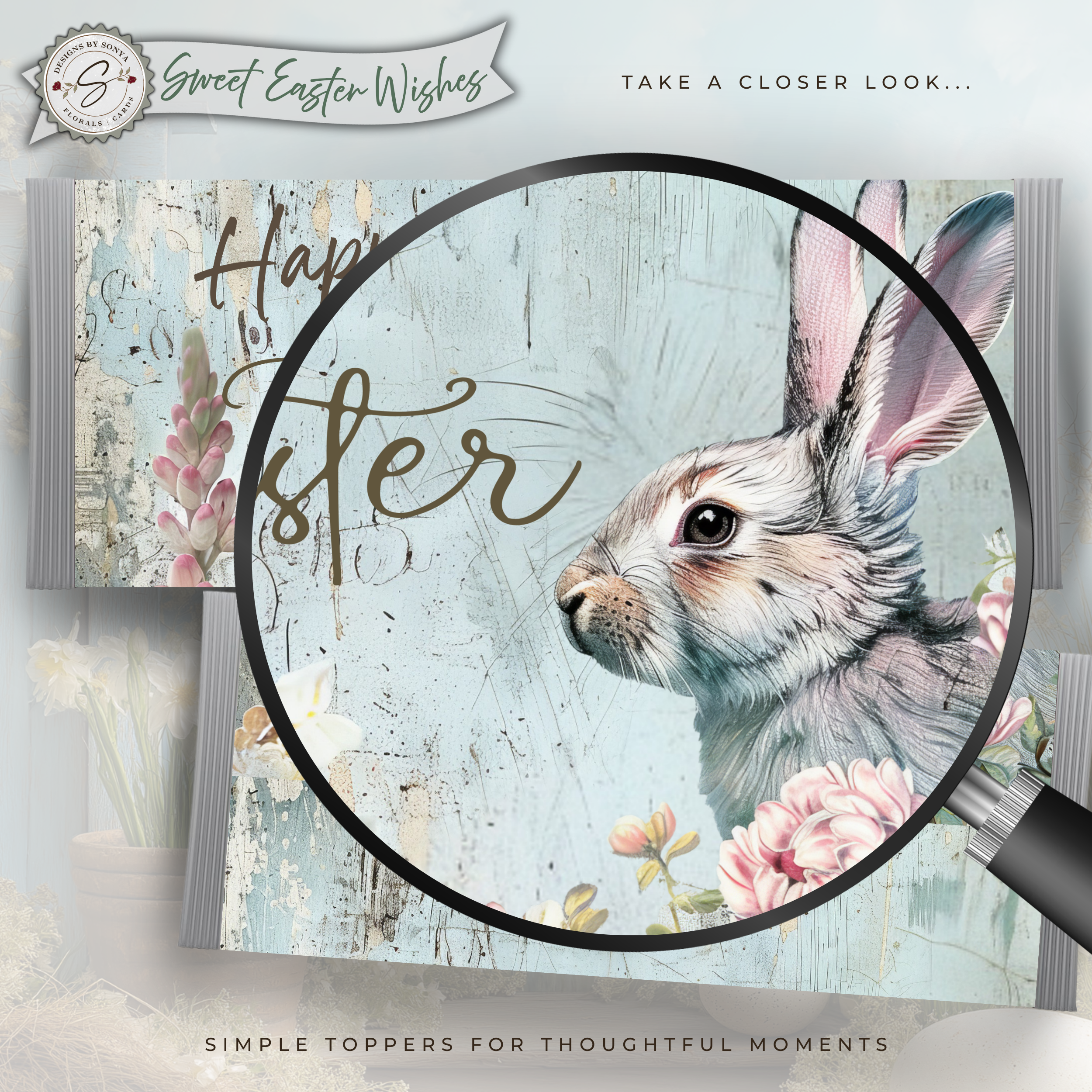 Watercolor Bunny Easter Candy Bar Wrapper Printable – Sweet Easter Wishes Chocolate Sleeve – Easter Basket Party Favor for Kids Teachers Friends