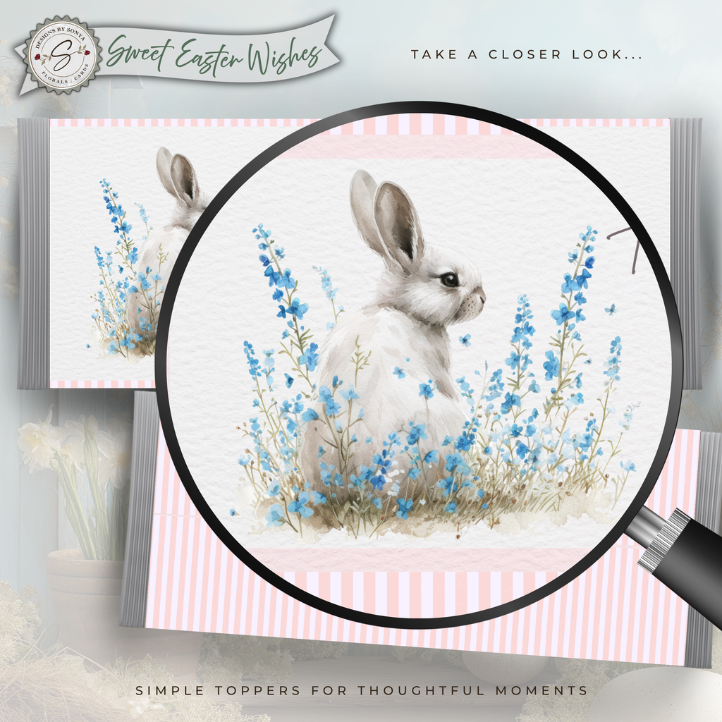Watercolor Easter Candy Bar Wrapper, Printable Easter Treat Wrapper, Bunny Candy Wrapper, Easter Party Favor, Kids Gift, Classroom Treat - Easter Basket Treat