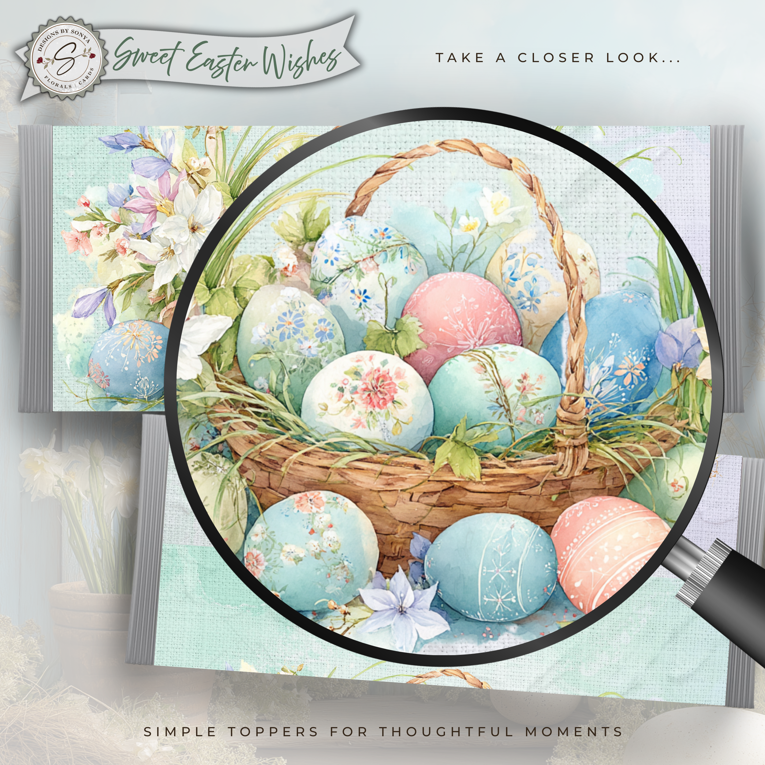 Easter Basket Eggs Candy Bar Wrapper Printable – Sweet Easter Wishes Chocolate Sleeve – Spring Party Favor for Kids Teachers Friends