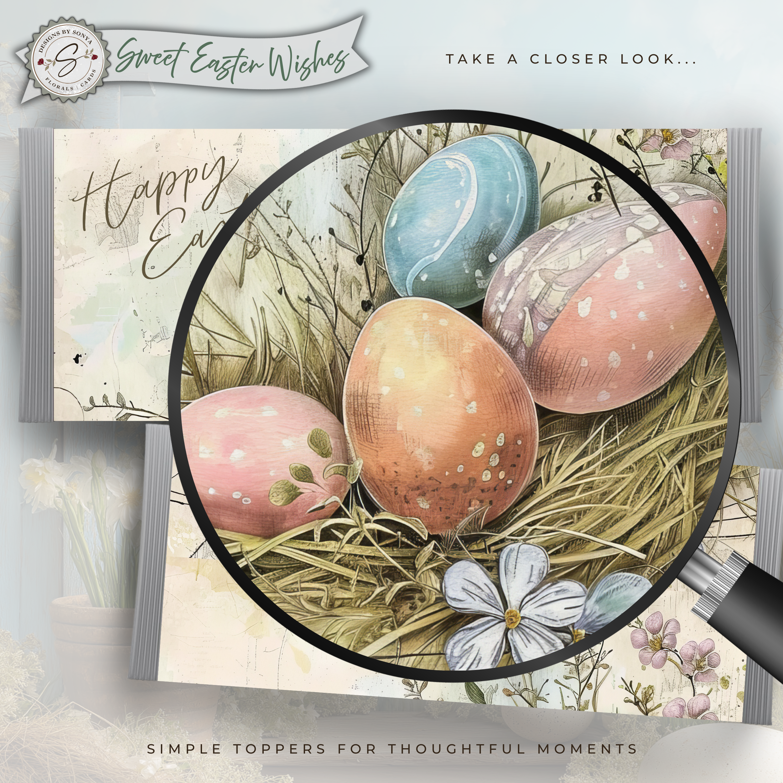 Speckled Easter Eggs Candy Bar Wrapper Printable – Sweet Easter Wishes Chocolate Sleeve – Spring Party Favor for Kids Teachers Friends - Easter Basket