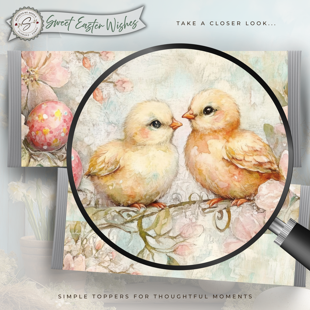 Baby Chick Easter Candy Bar Wrapper Printable – Watercolor Spring Happy Easter Chocolate Sleeve – Classroom, Church Treat Favor