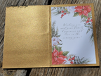 Handmade Gold Glitter Christmas Card with Holly Design – Elegant A7 Holiday Greeting for Corporate Giving, Family, or Keepsake Gifting