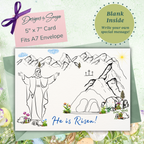Custom 5 x 7 Printable He is Risen Easter DIY Kid Coloring Greeting Card w/Envelope - Classroom Activity - Instant Download - Print at Home