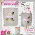 Unique One Stroke | Hand Painted Enamel Glass Votive | Candle Holder | Pink Rose Design | Original Work of Art | Mother's Day Gift | Signed