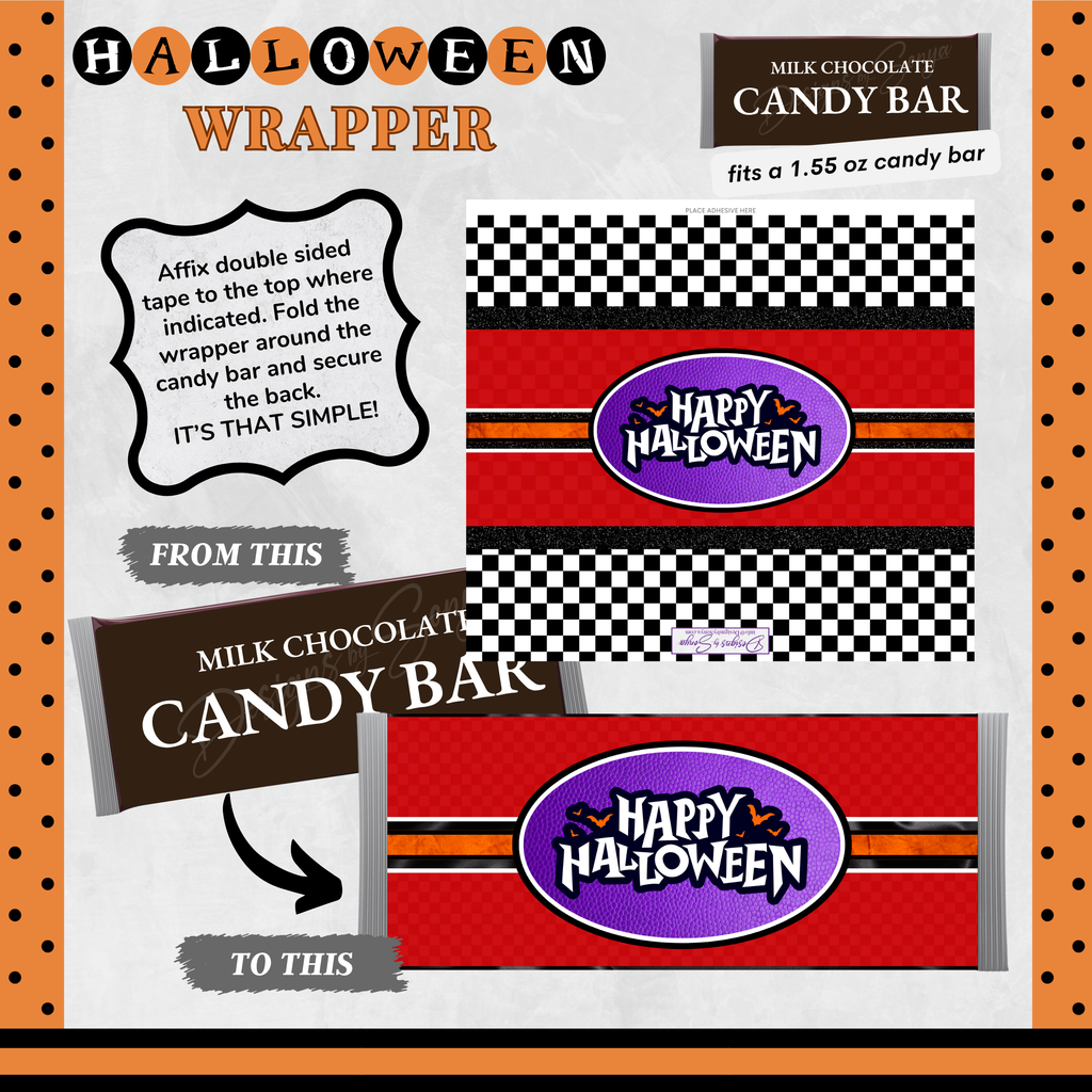 Custom Halloween Digital Candy Bar Wrapper | Printable Candy Bar Covers | Instant Download for Trick-or-Treat Party Favors | Fits 1.55 oz Hershey's Chocolate Bar