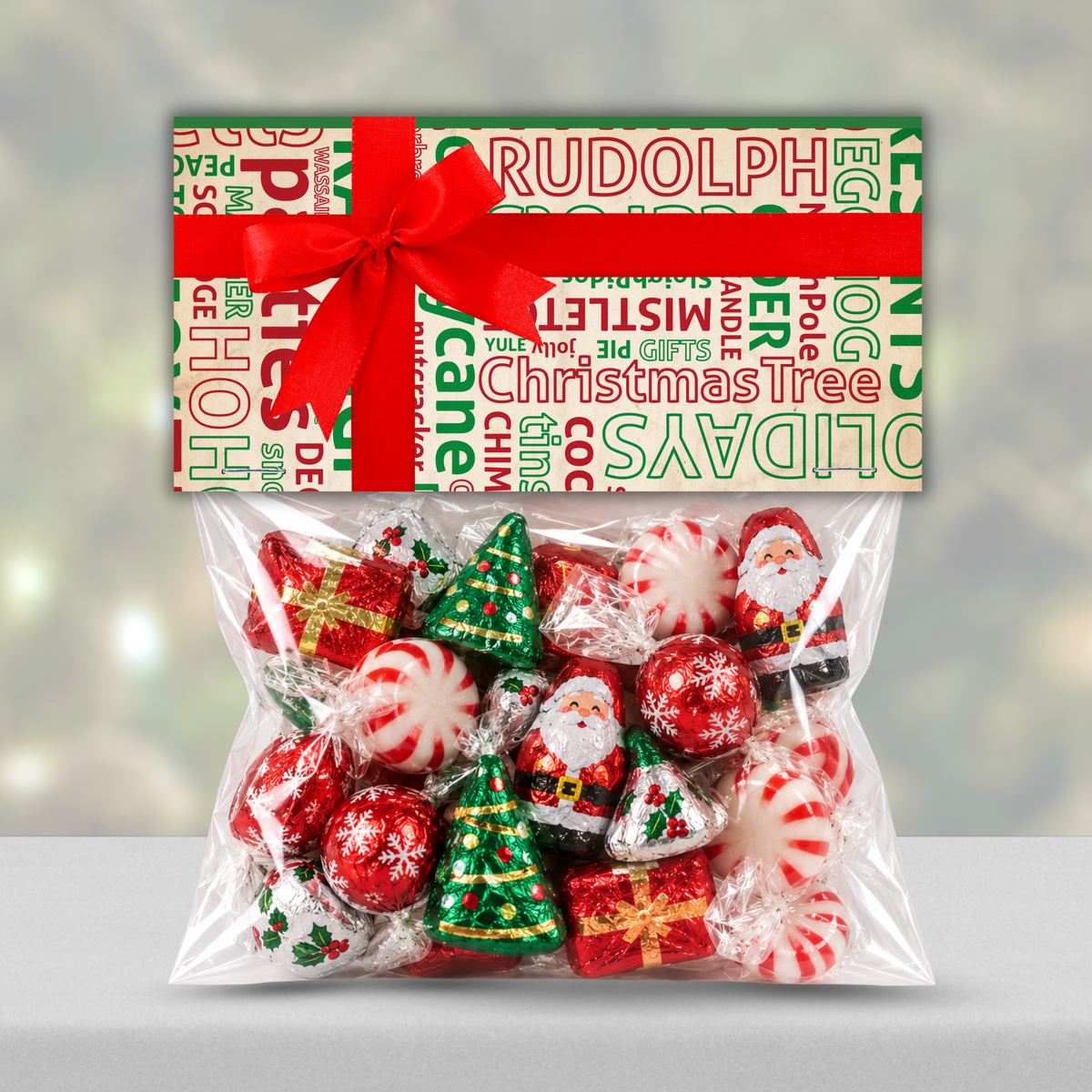 Printable Christmas Treat Bag Topper Collection | 4 Vintage Holiday Designs | Candy Bag Toppers for Classroom Parties & Christmas Gifts | 4" x 2" PDF