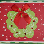 Handmade Christmas Card with Red Bow & Wreath | A7 5x7 Holiday Greeting Card | Unique Christmas Keepsake by Designs by Sonya