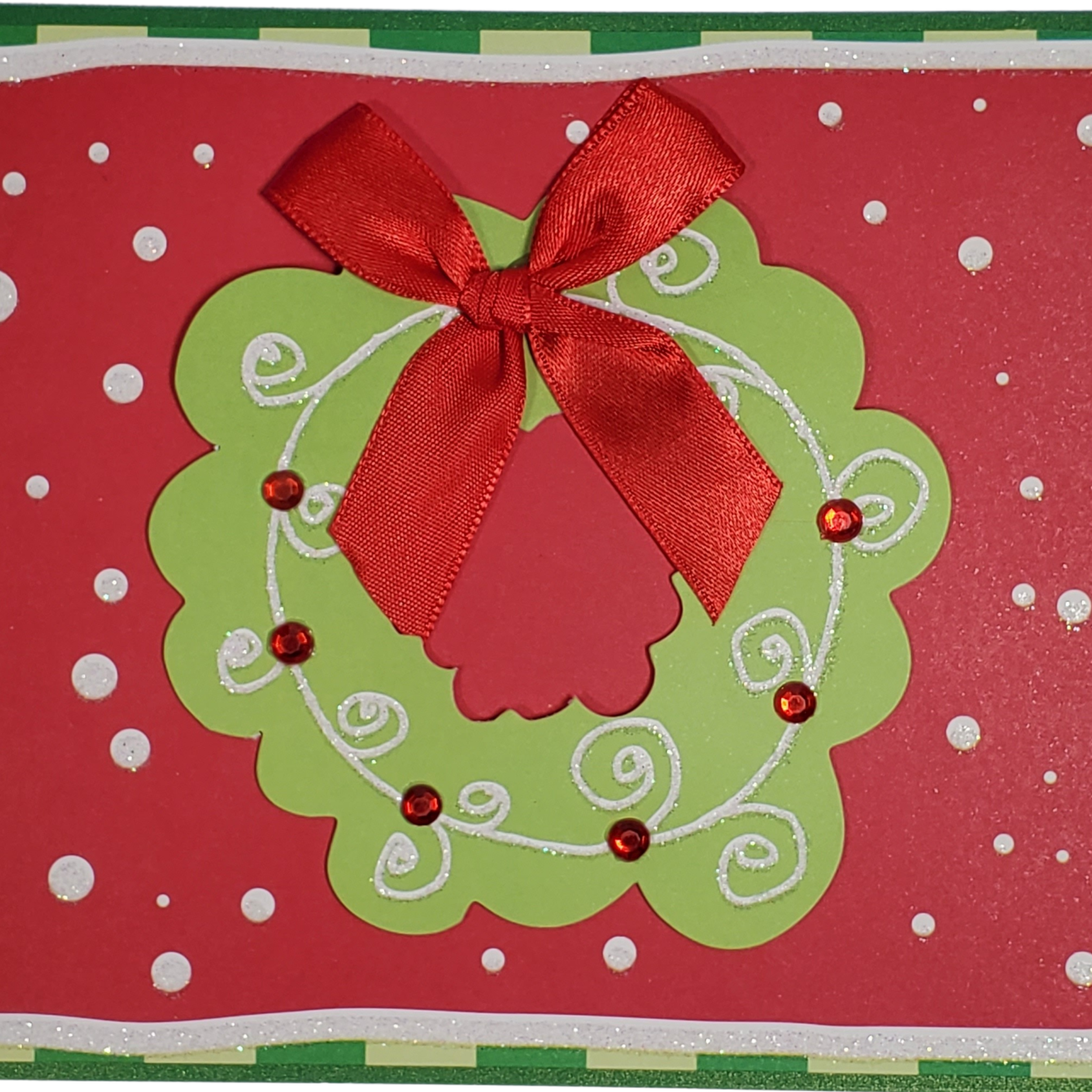 Handmade Christmas Card with Red Bow & Wreath | A7 5x7 Holiday Greeting Card | Unique Christmas Keepsake by Designs by Sonya