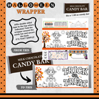 Classroom Activity for Teachers | Halloween Digital Coloring Candy Bar Wrapper | Instant Download Printable for Trick-or-Treat Party Favors