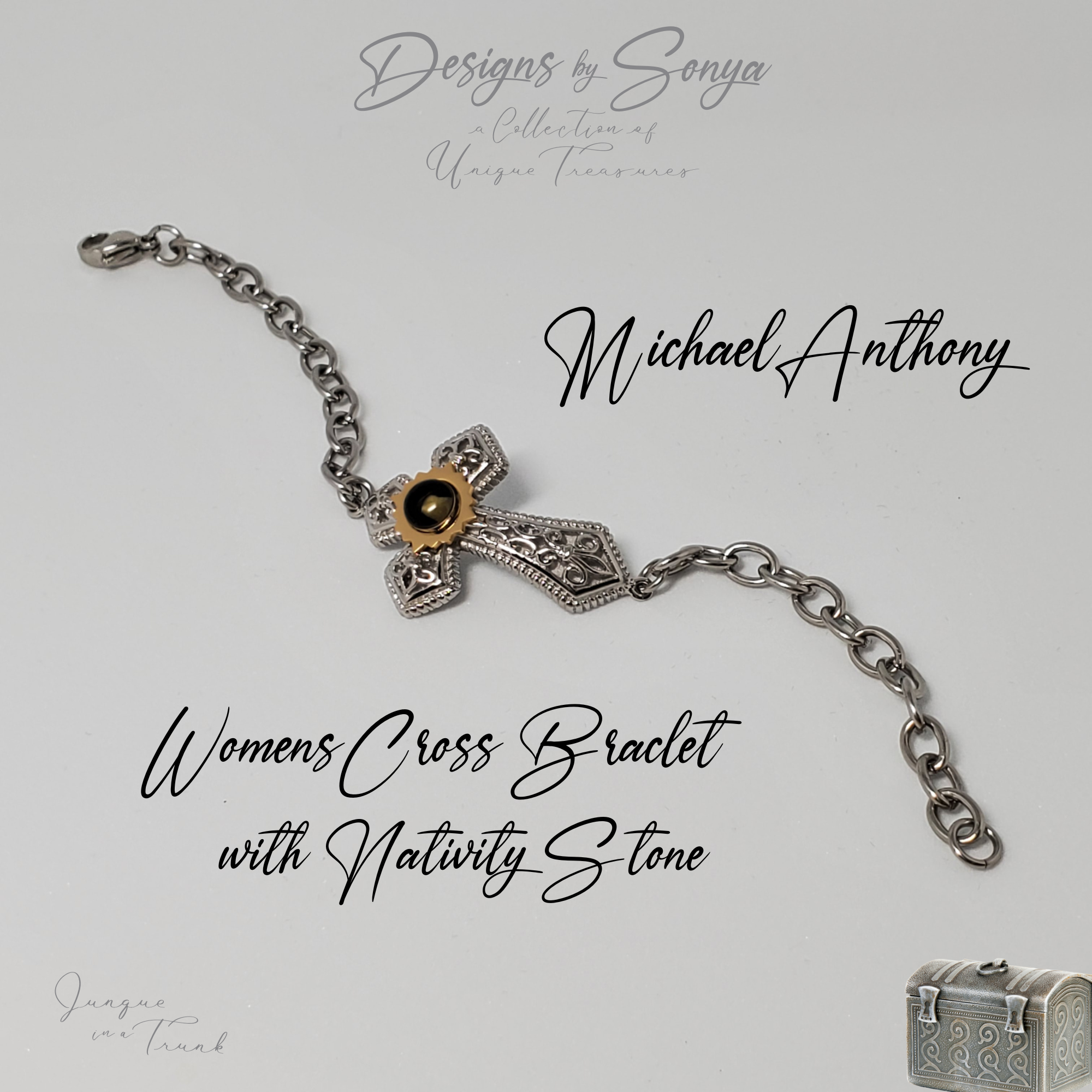 Rare | Nativity Stone Cross | Stainless Steel Bracelet | Certificate of Authenticity | New in Box | Mother's Day Gift | Limited Edition