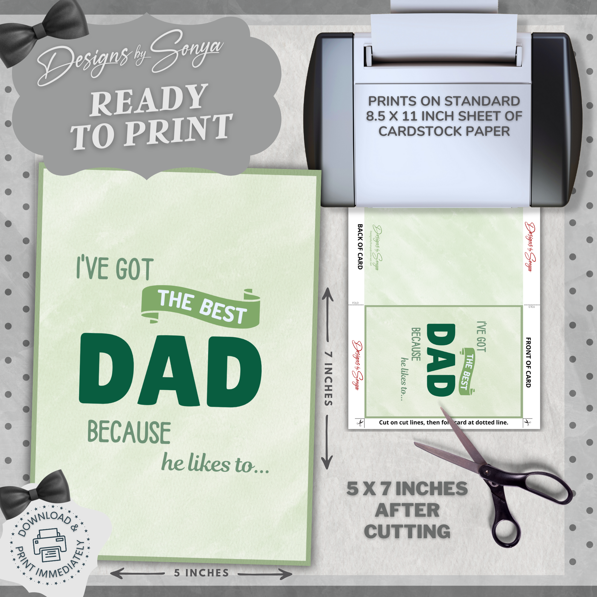 Father's Day | Simple | Unique | Custom Designed | Printable Greeting Card | Matching Envelope Included | Instant Download | Print at Home