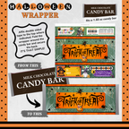 Custom Halloween Digital Candy Bar Wrapper | Printable Candy Bar Covers | Instant Download for Trick-or-Treat Party Favors | Fits 1.55 oz Hershey's Chocolate Bar