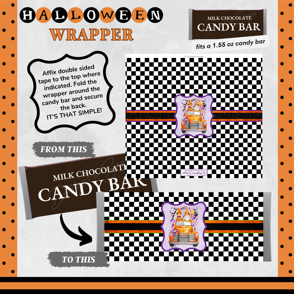 Custom Halloween Digital Candy Bar Wrapper | Printable Candy Bar Covers | Instant Download for Trick-or-Treat Party Favors | Fits 1.55 oz Hershey's Chocolate Bar