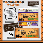 Custom Halloween Digital Candy Bar Wrapper | Printable Candy Bar Covers | Instant Download for Trick-or-Treat Party Favors | Fits 1.55 oz Hershey's Chocolate Bar